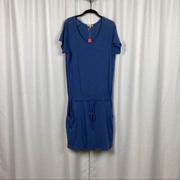 Sundry Blue Cotton Slub Knit Waist Tie Dress Sz.2(M) NWT - Picture 1 of 15